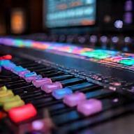 Mesa de mezclas en un estudio de música profesional