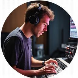 Persona grabando música en un estudio profesional